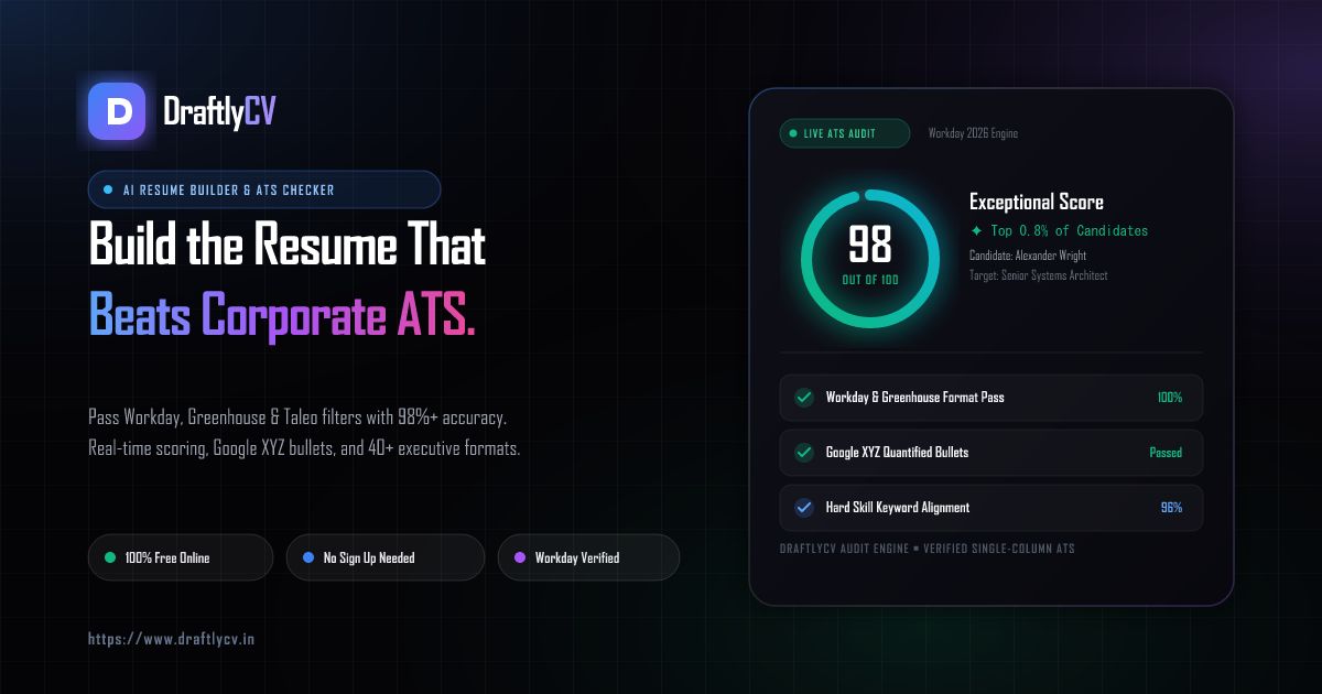 AI resume optimisation example showing an optimised resume headline, achievement bullets and an ATS match score